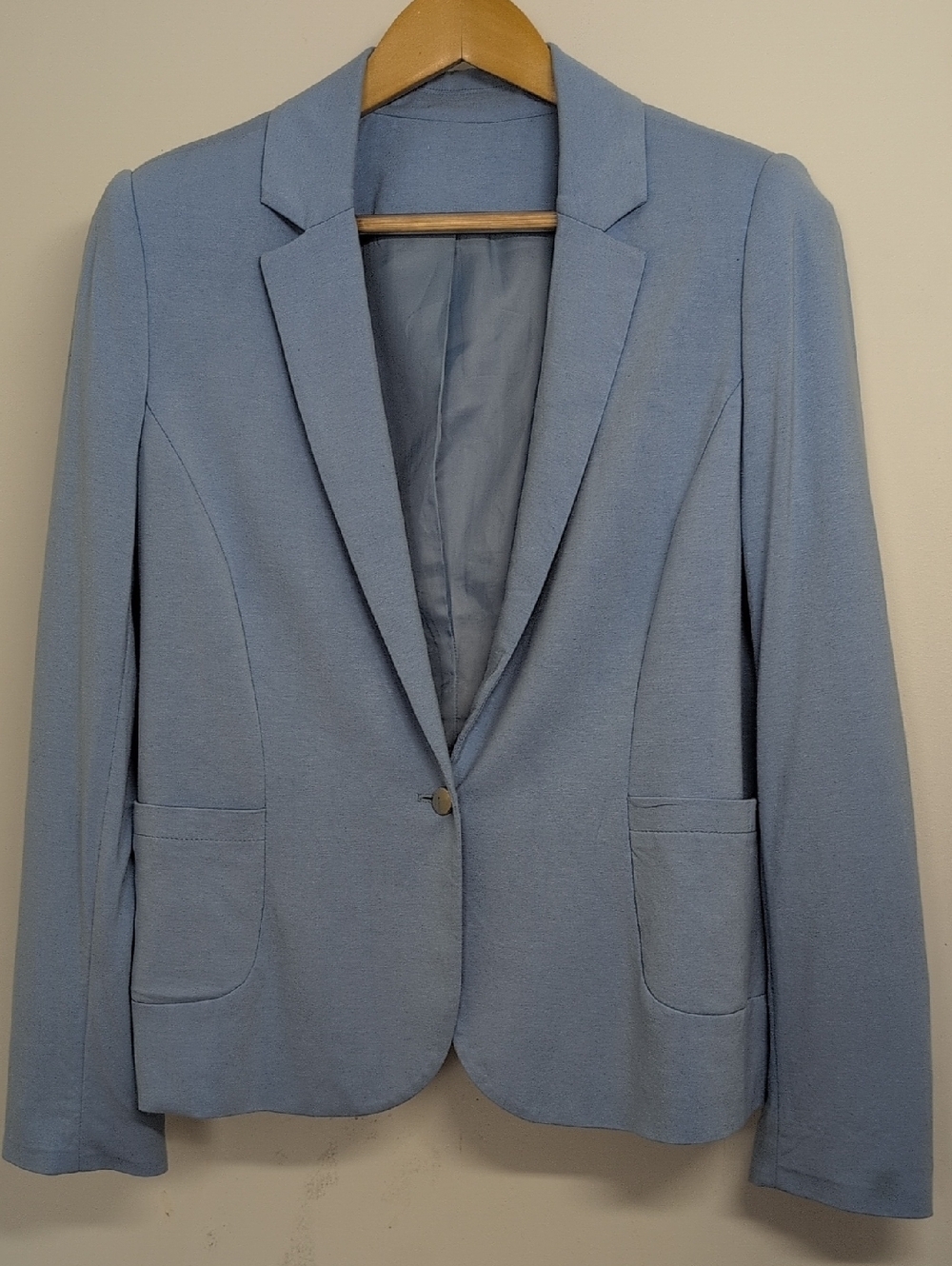 LIGHT BLUE SINGLE BUTTON TAILORED BLAZER JACKET SIZE MEDIUM